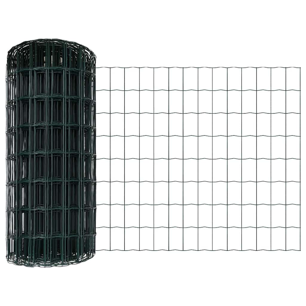 Ograda s postovima Zelena 0,4 x 25 m Čelik i PVC
