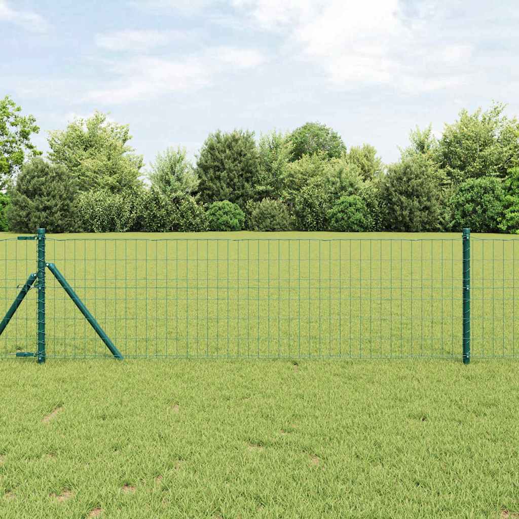 Ograda s postovima Zelena 0,8 x 25 m Čelik i PVC
