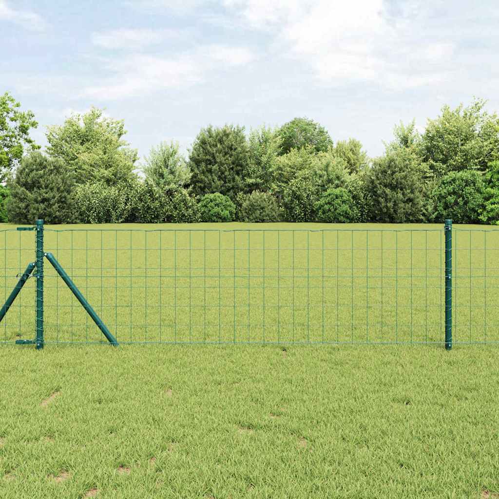 Ograda s postovima Zelena 0,8 x 25 m Čelik i PVC