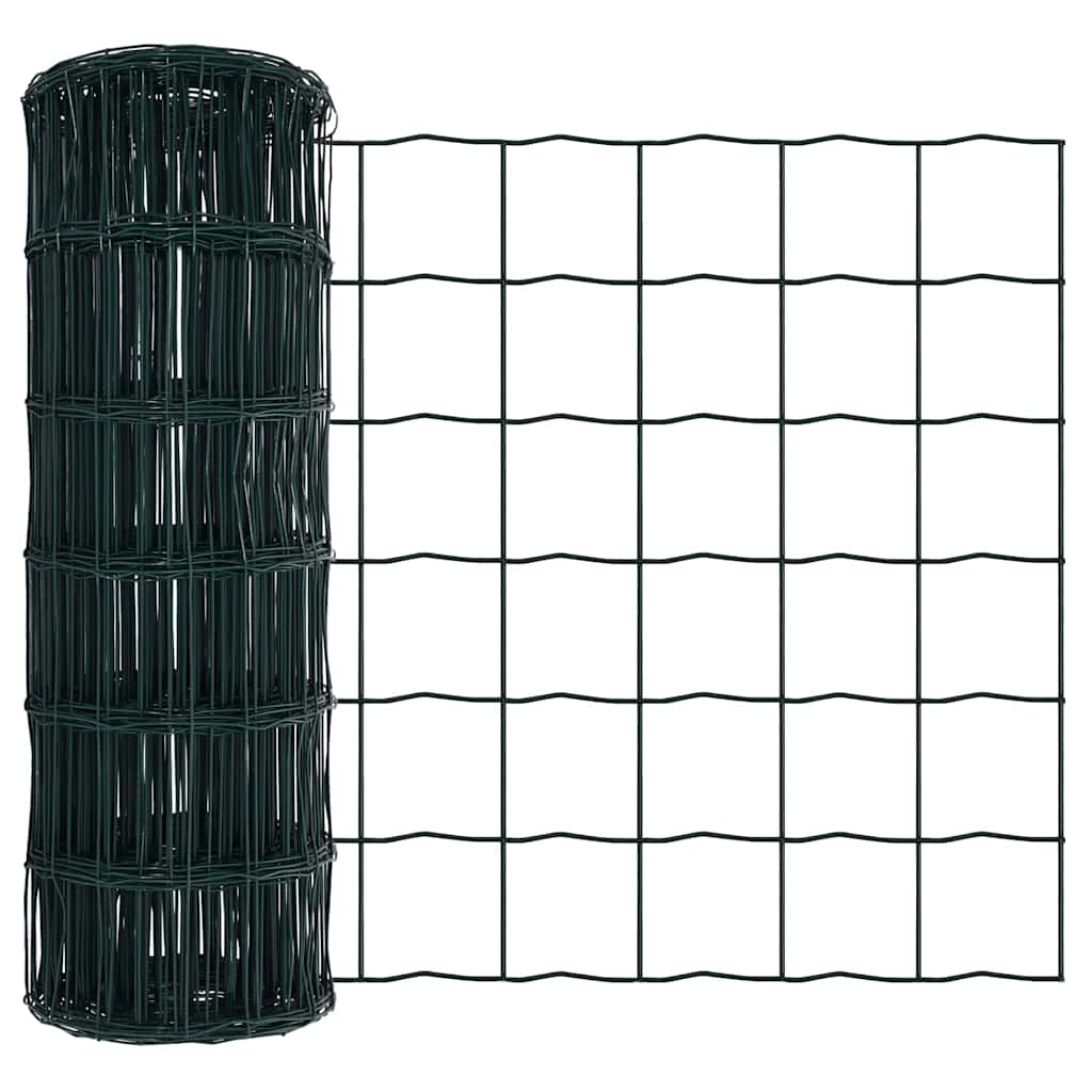 Ograda s postovima Zelena 0,4 x 25 m Čelik i PVC