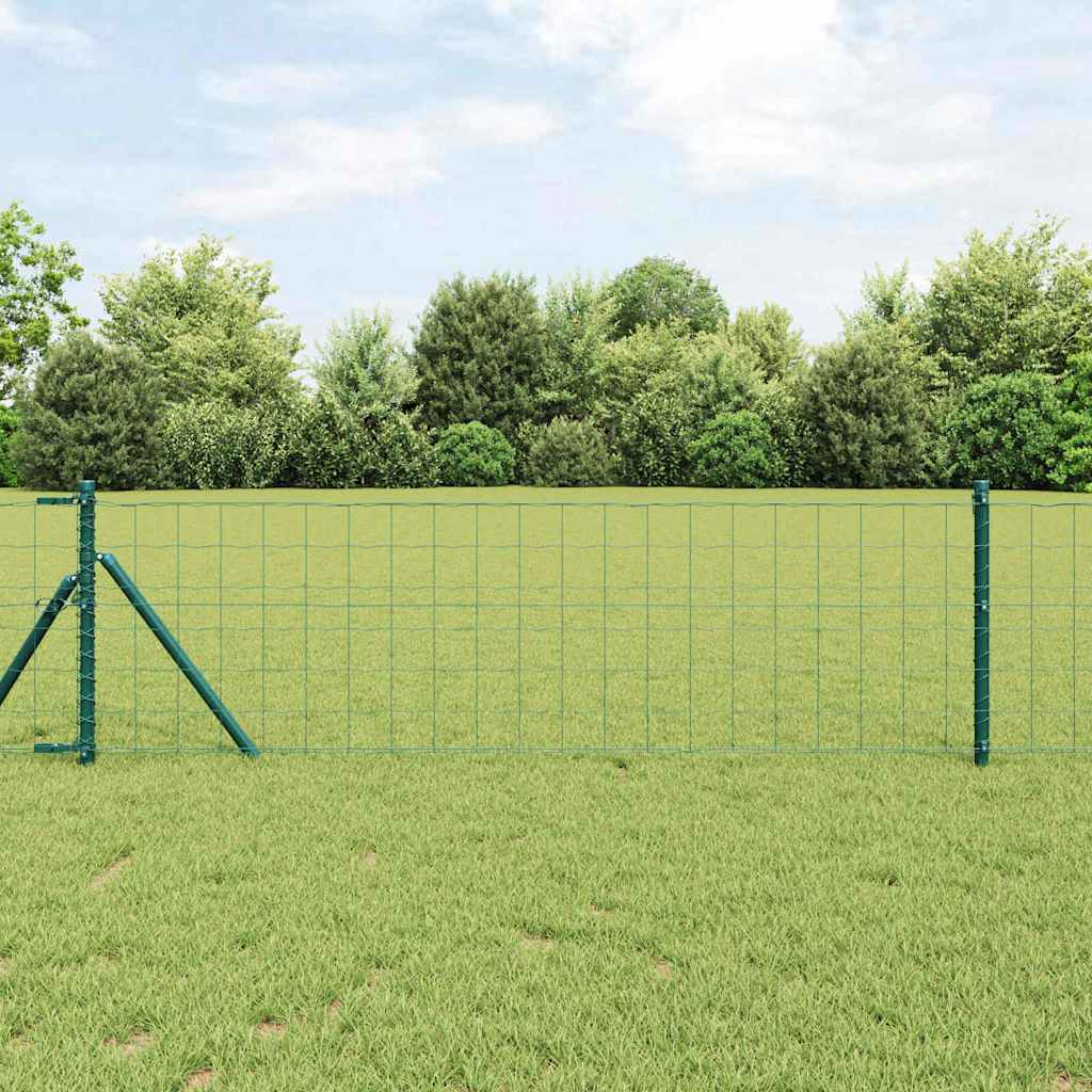 Ograda s postovima Zelena 0,6 x 25 m Čelik i PVC
