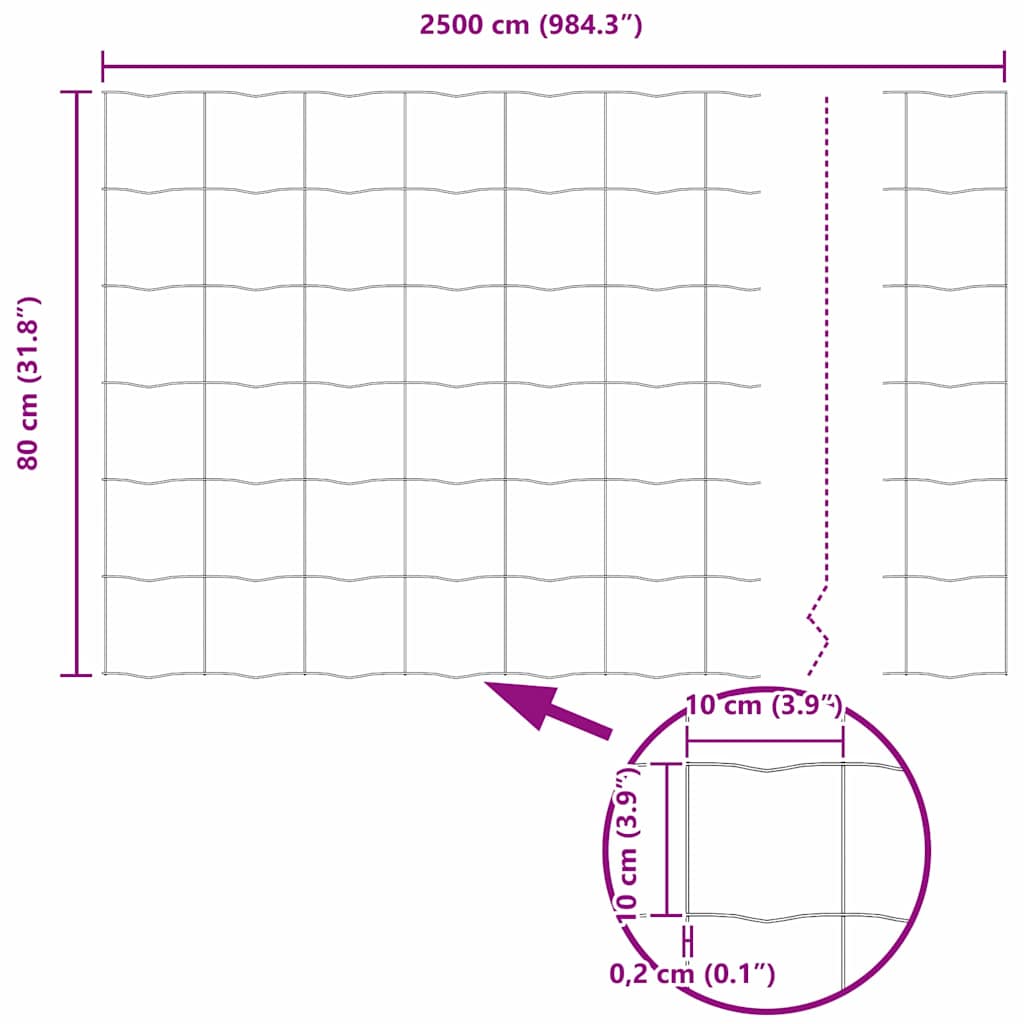Ograda s postovima Zelena 0,8 x 25 m Čelik