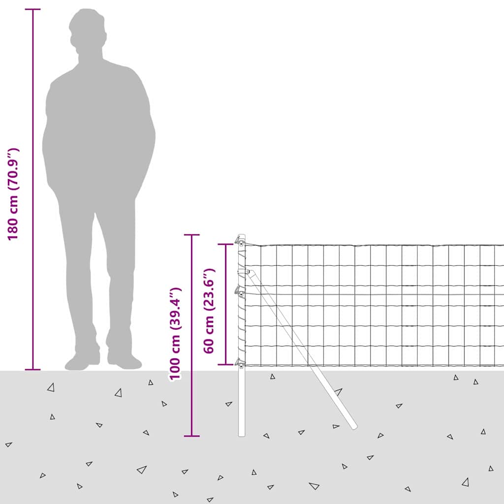 Ograda s postovima Zelena 0,6 x 50 m Čelik i PVC