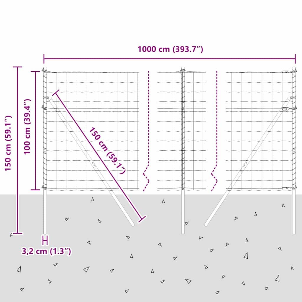 Ograda s postovima Zelena 1 x 10 m Čelik
