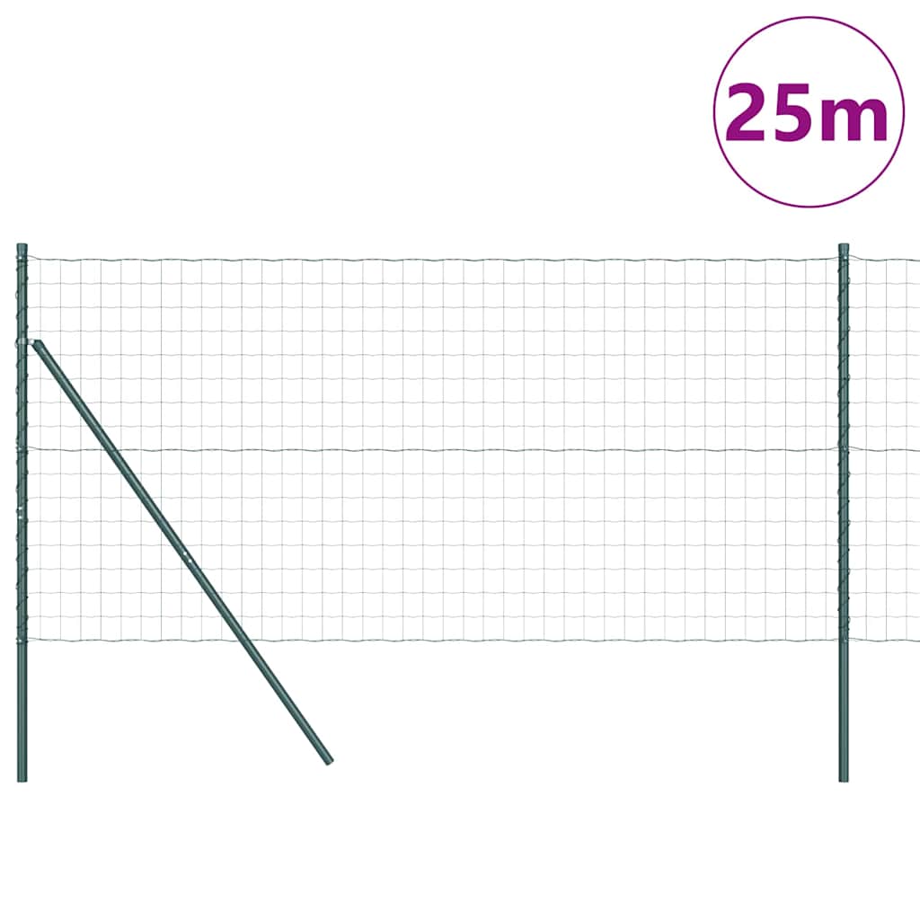 Ograda s postovima Zelena 1,2 x 25 m Čelik