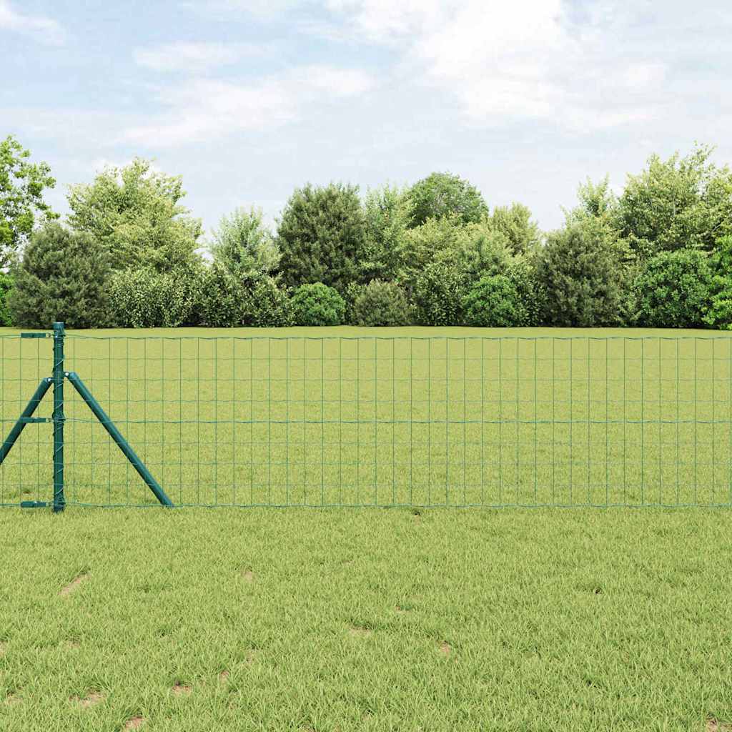 Ograda s postovima Zelena 0,4 x 50 m Čelik i PVC