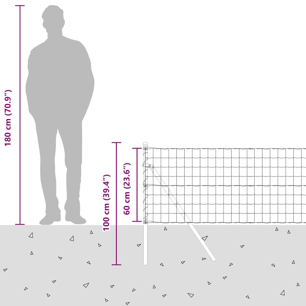 Ograda s postovima Zelena 0,6 x 50 m Čelik i PVC