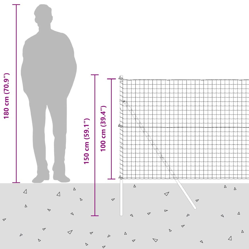 Ograda s postovima Siva 1 x 10 m Čelik i PVC