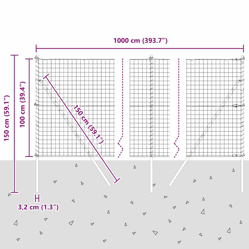 Ograda s postovima Siva 1 x 10 m Čelik i PVC
