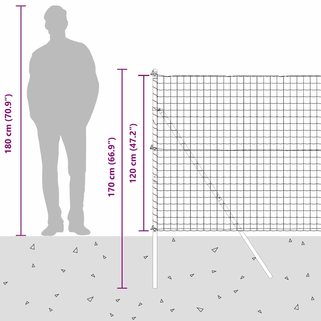Ograda s postovima Siva 1,2 x 10 m Čelik i PVC