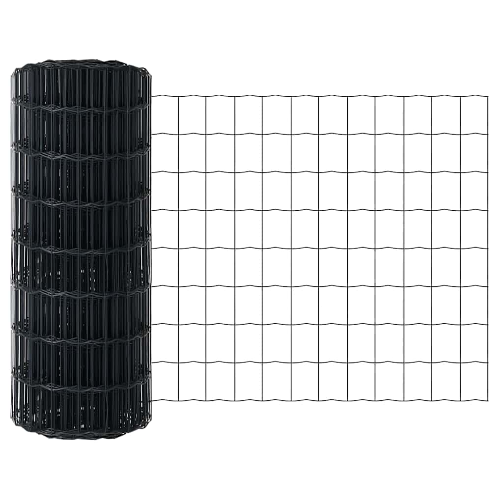 Ograda s postovima Siva 0,8 x 10 m Čelik i PVC