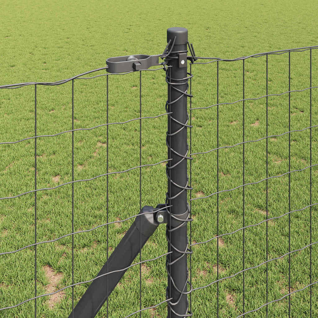 Ograda s postovima Siva 1 x 10 m Čelik i PVC