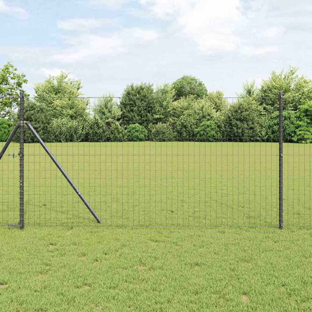 Ograda s postovima Siva 1 x 10 m Čelik i PVC