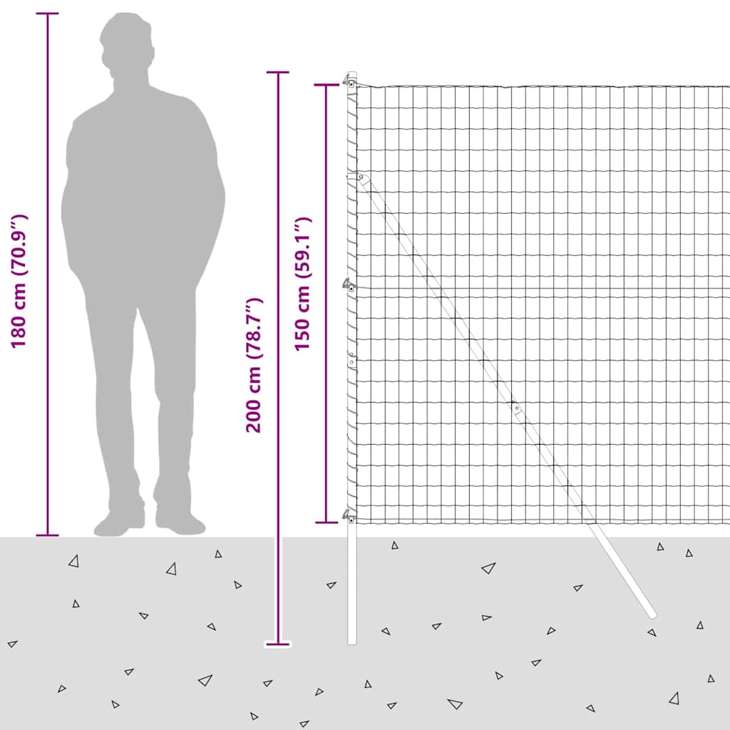 Ograda s postovima Siva 1,5 x 10 m Čelik i PVC