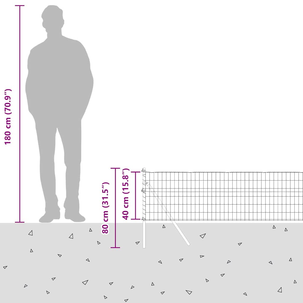 Ograda s postovima Siva 0,4 x 10 m Čelik i PVC