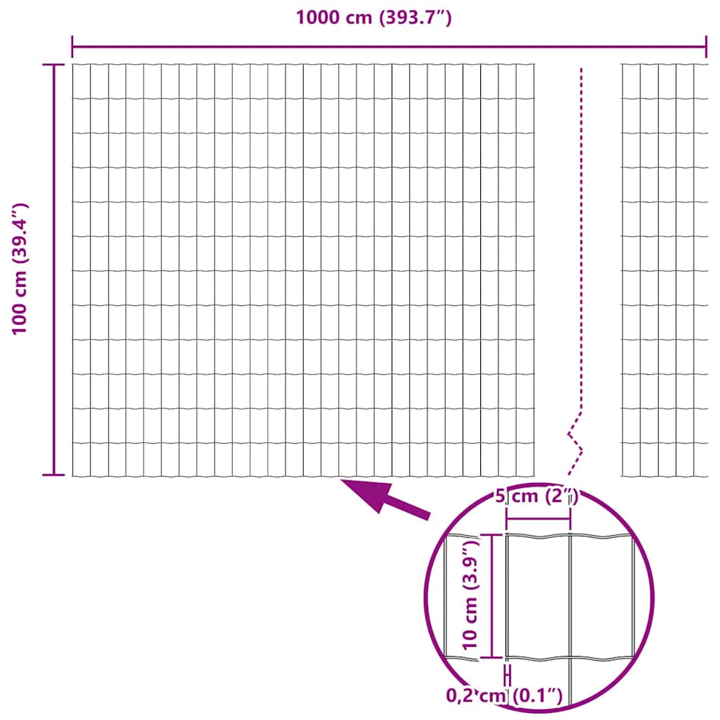 Ograda s postovima Siva 1 x 10 m Čelik i PVC