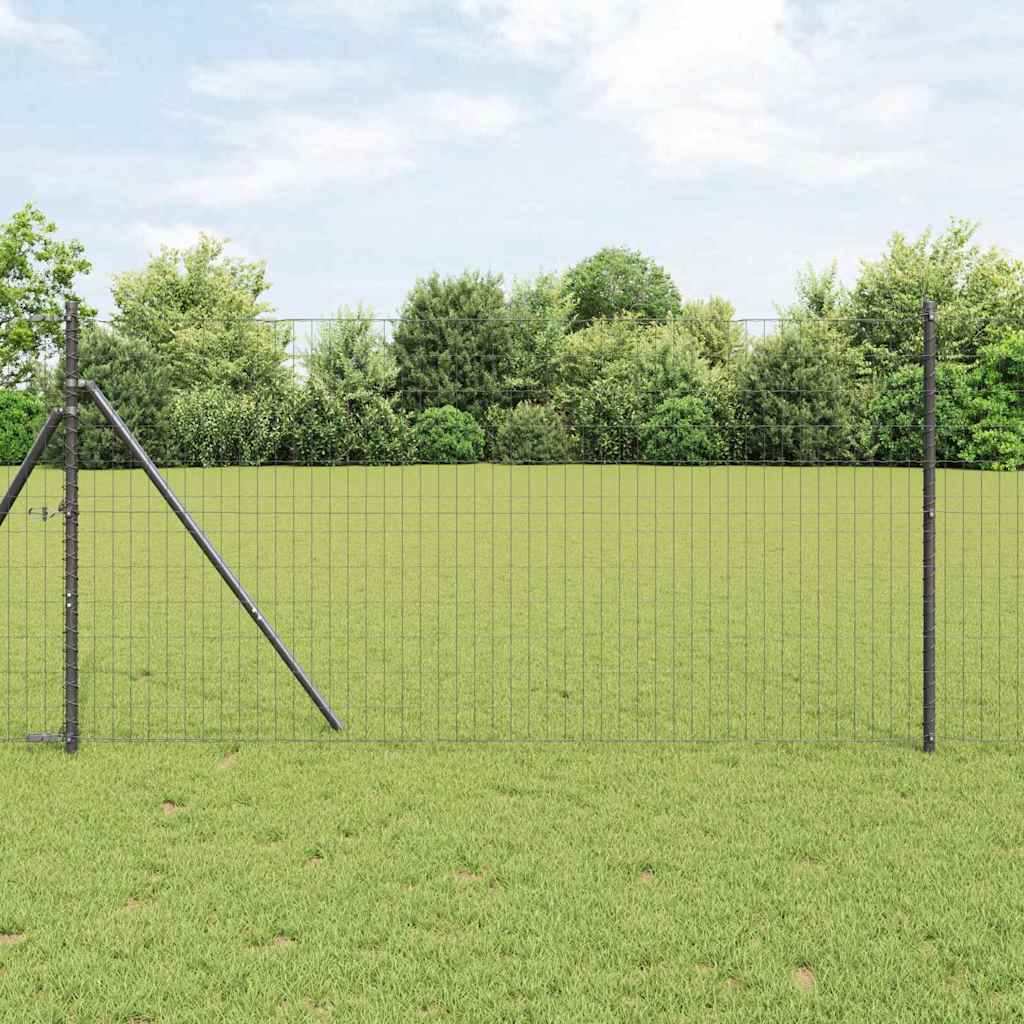 Ograda s postovima Siva 1,4 x 10 m Čelik i PVC