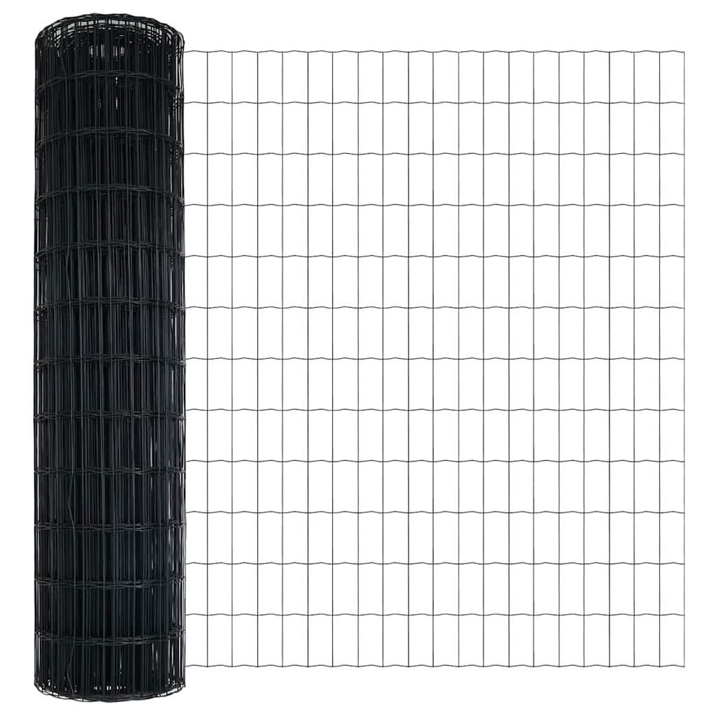 Ograda s postovima Siva 1,4 x 10 m Čelik i PVC