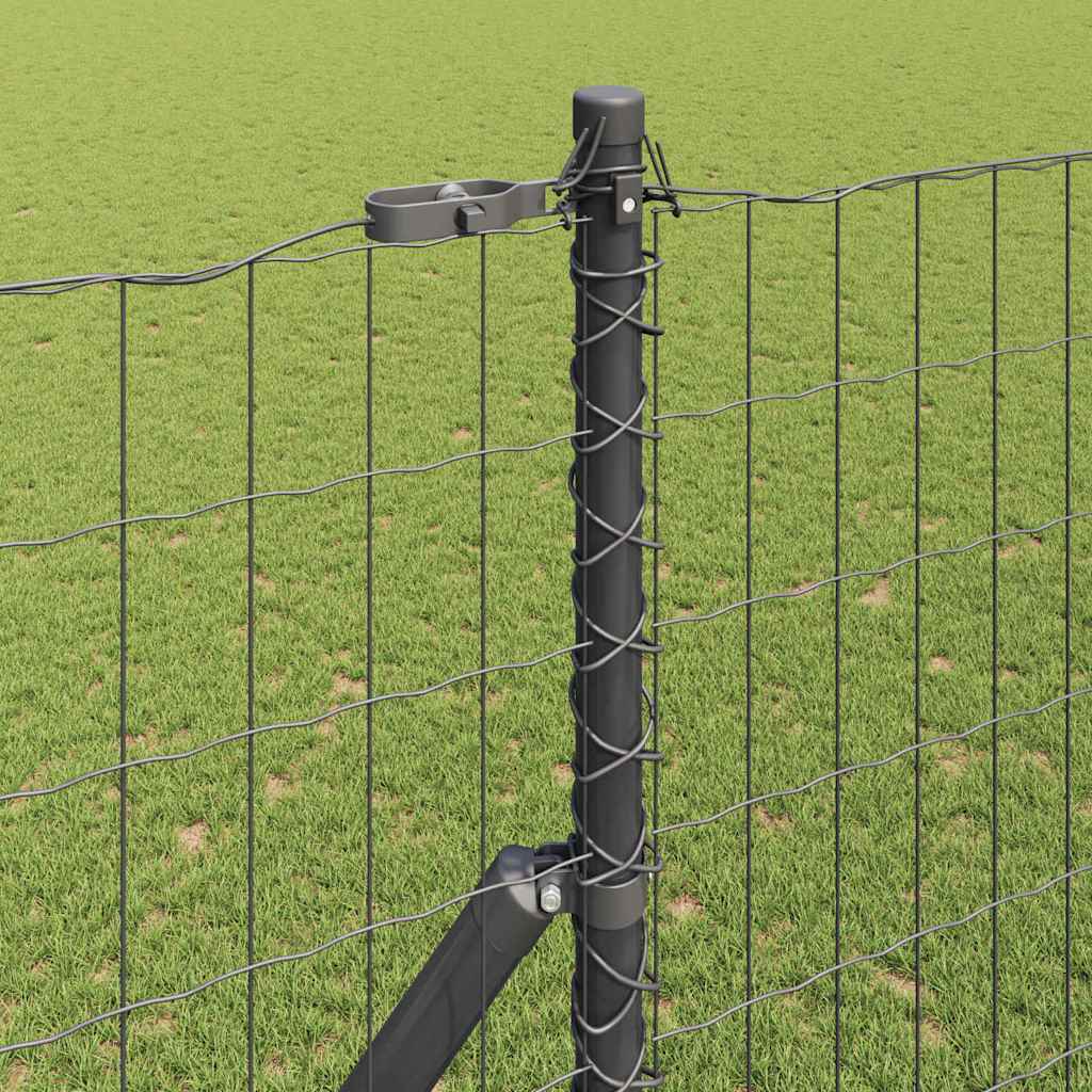 Ograda s postovima Siva 1,6 x 10 m Čelik i PVC