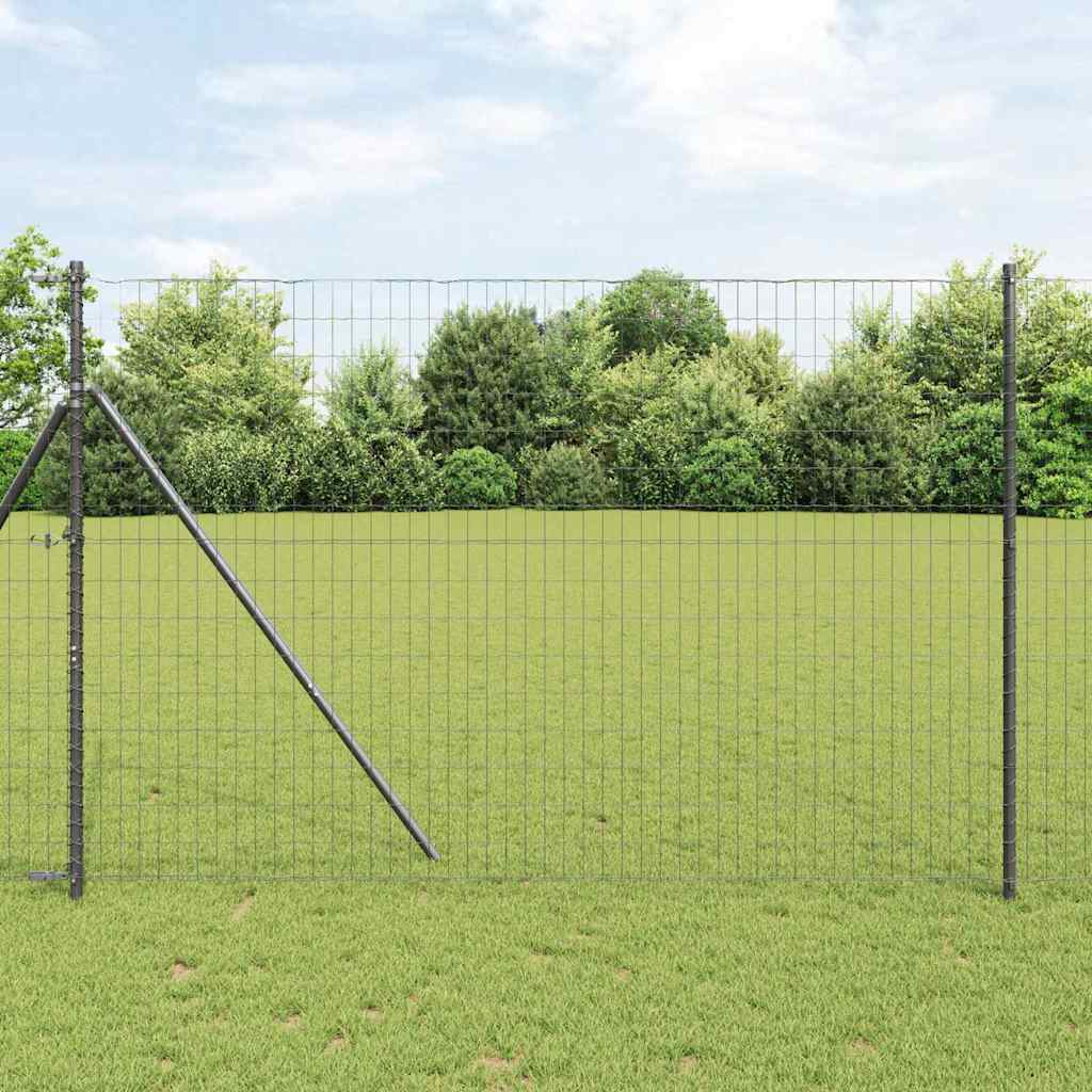 Ograda s postovima Siva 1,6 x 10 m Čelik i PVC
