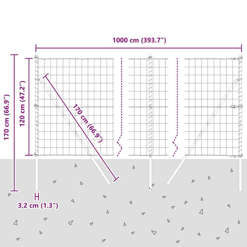 Temeljna zavarena žičana ograda 10 x 1,2 m (Š x V)