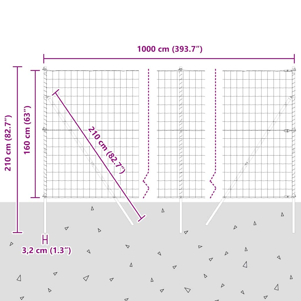 Ograda s postovima Siva 1,6 x 10 m Čelik i PVC