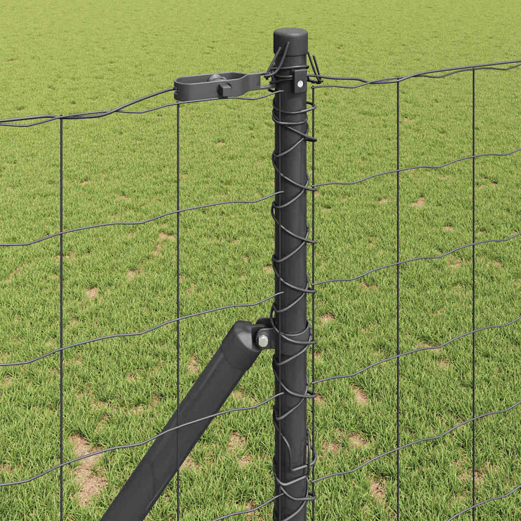 Ograda s postovima Siva 1,4 x 10 m Čelik i PVC