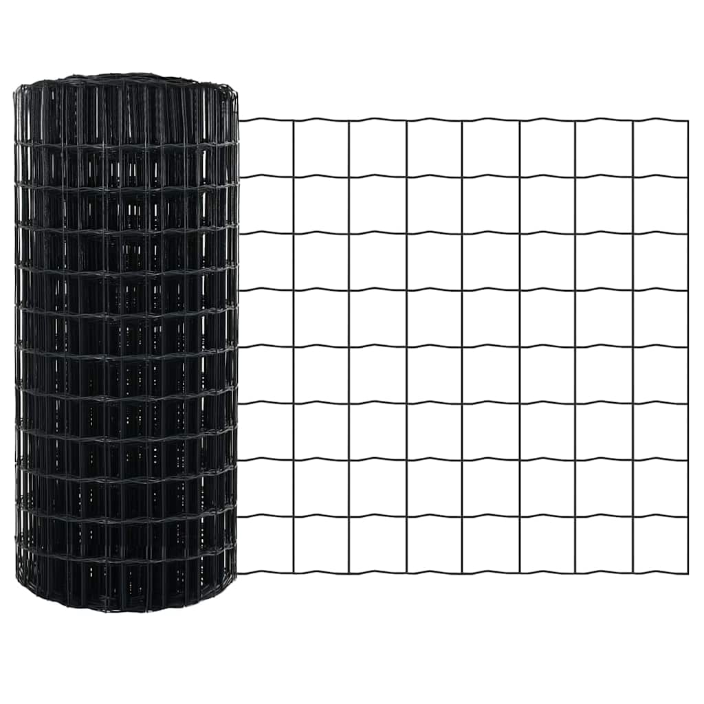 Ograda s postovima Siva 0,4 x 25 m Čelik i PVC