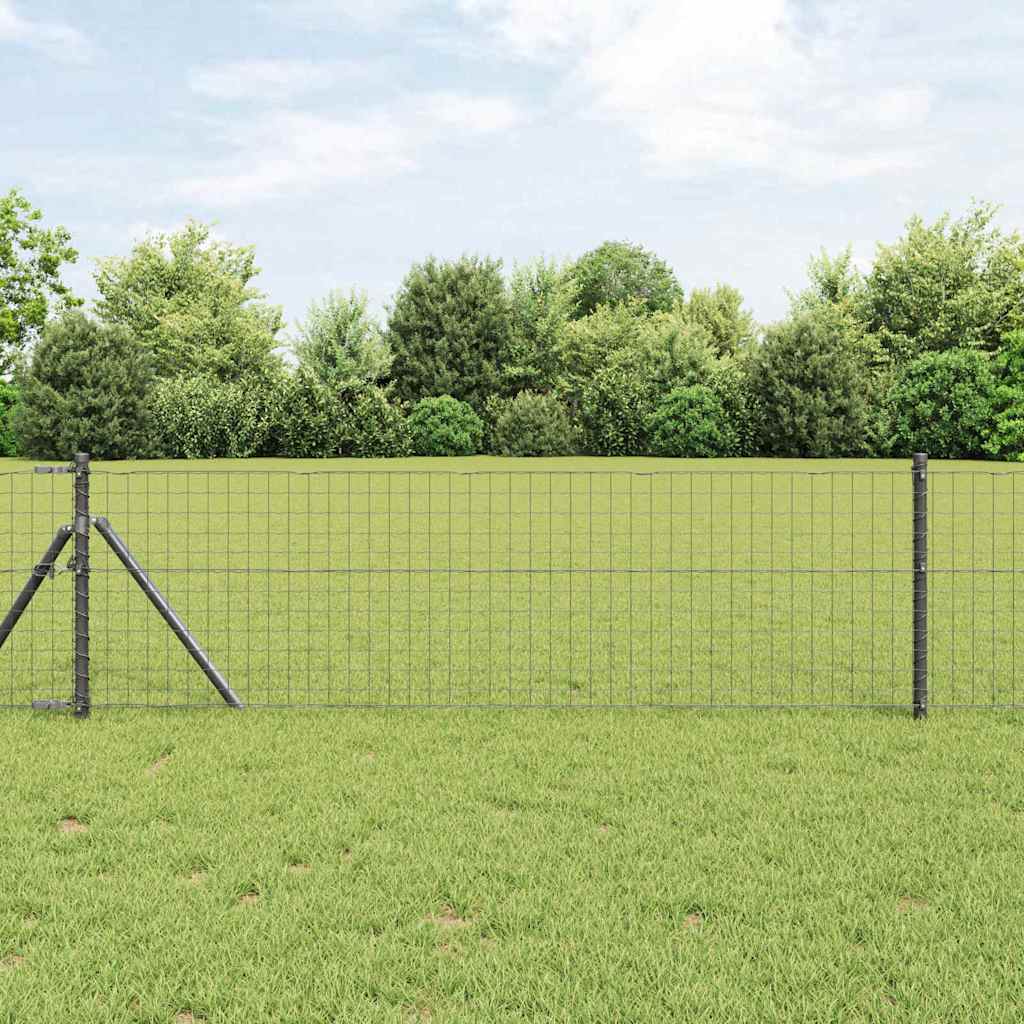 Ograda s postovima Siva 0,8 x 25 m Čelik i PVC