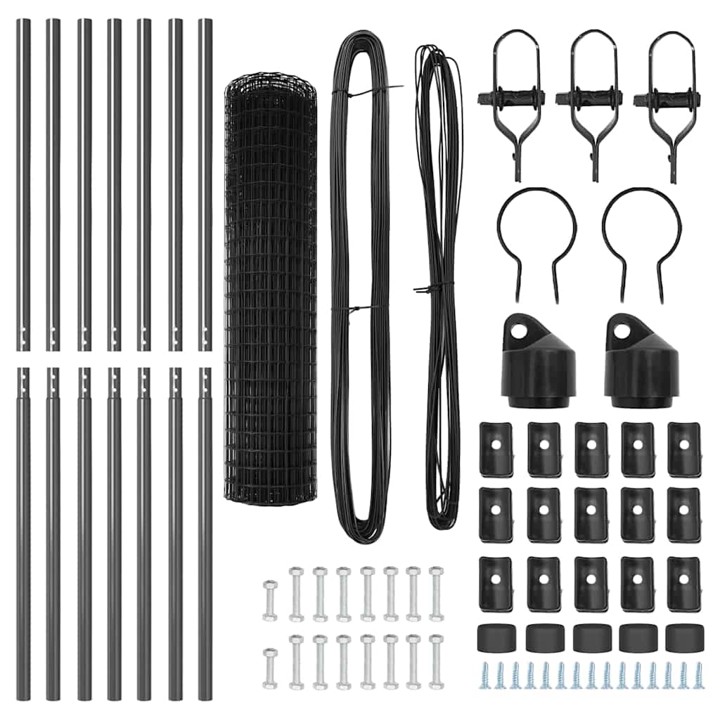 Ograda s postovima Siva 1,2 x 25 m Čelik i PVC