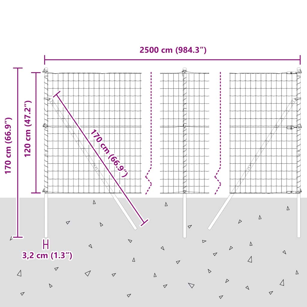 Ograda s postovima Siva 1,2 x 25 m Čelik i PVC
