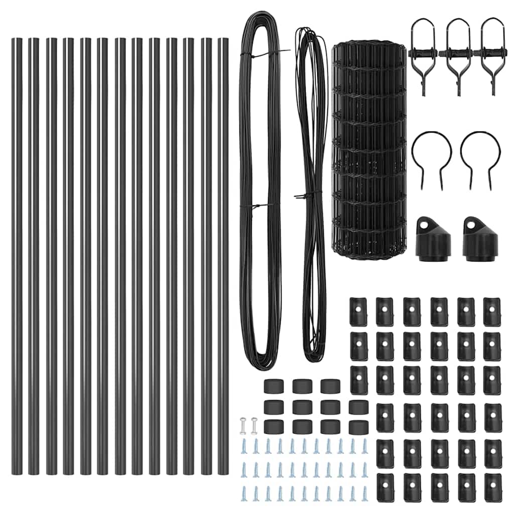 Ograda s postovima Siva 0,6 x 25 m Čelik i PVC