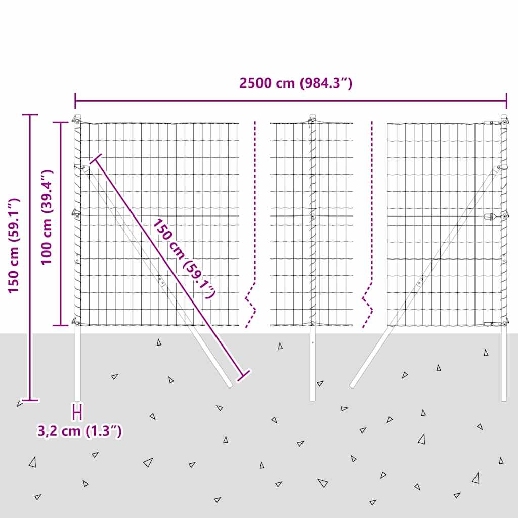 Temeljna zavarena žičana ograda 25 x 1 m (Š x V)