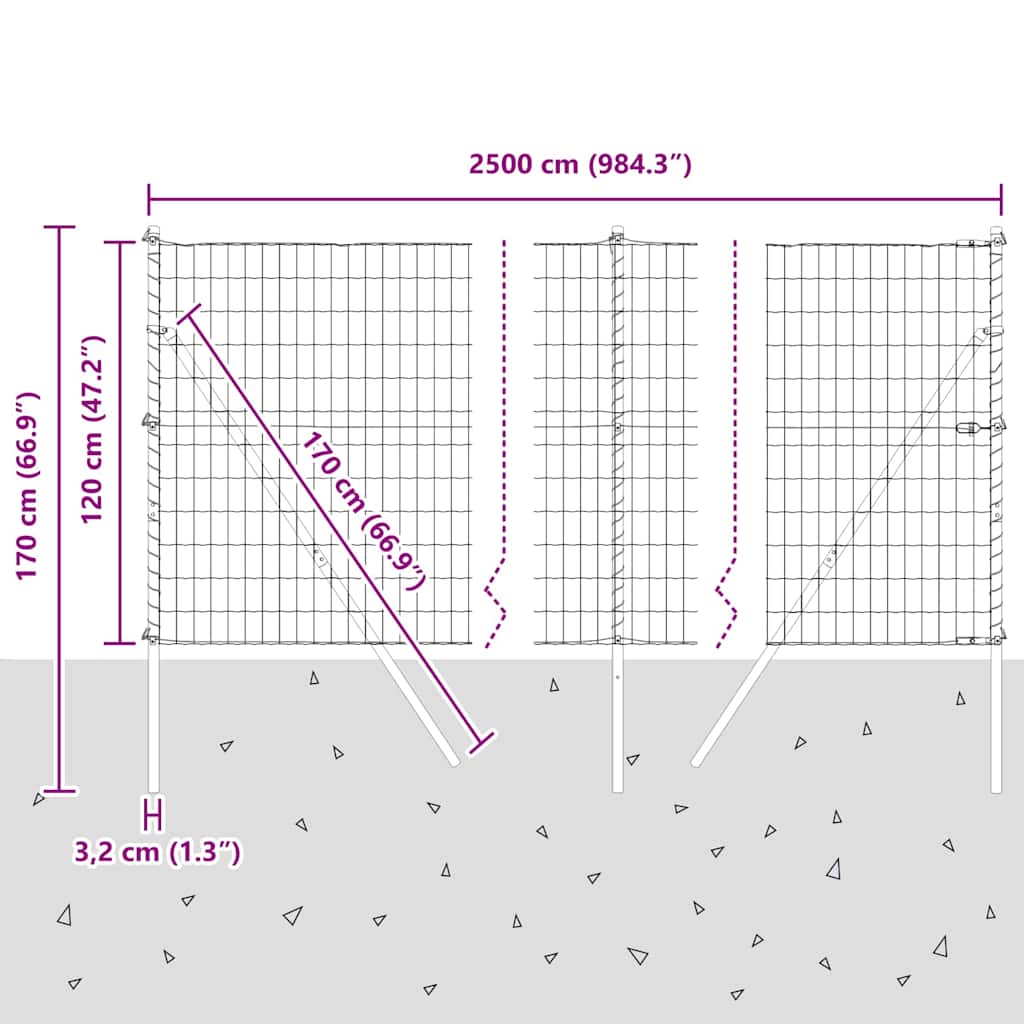 Ograda s postovima Siva 1,2 x 25 m Čelik i PVC