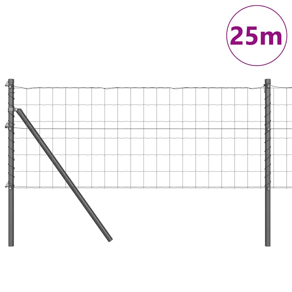 Ograda s postovima Siva 0,4 x 25 m Čelik i PVC