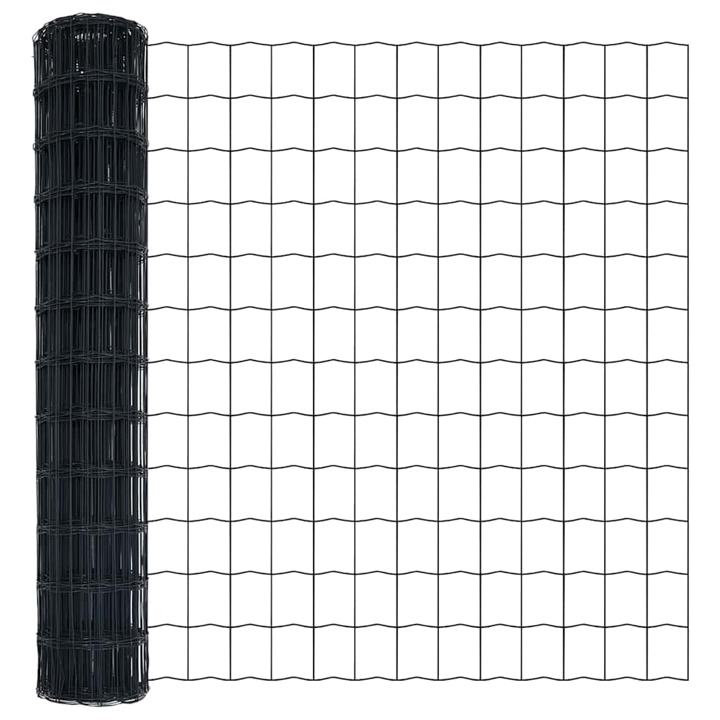 Ograda s postovima Siva 1 x 25 m Čelik i PVC