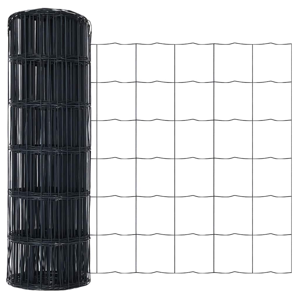 Ograda s postovima Siva 0,6 x 25 m Čelik i PVC