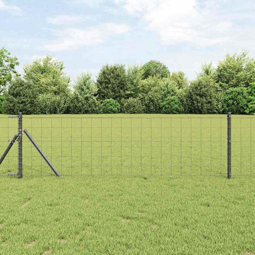 Ograda s postovima Siva 0,8 x 25 m Čelik