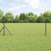 Ograda s postovima Siva 0,8 x 25 m Čelik