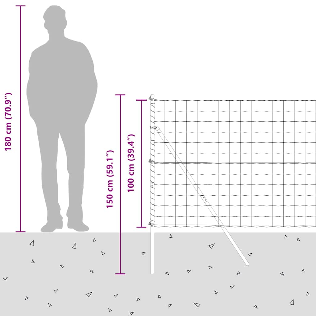 Ograda s postovima Siva 1 x 25 m Čelik