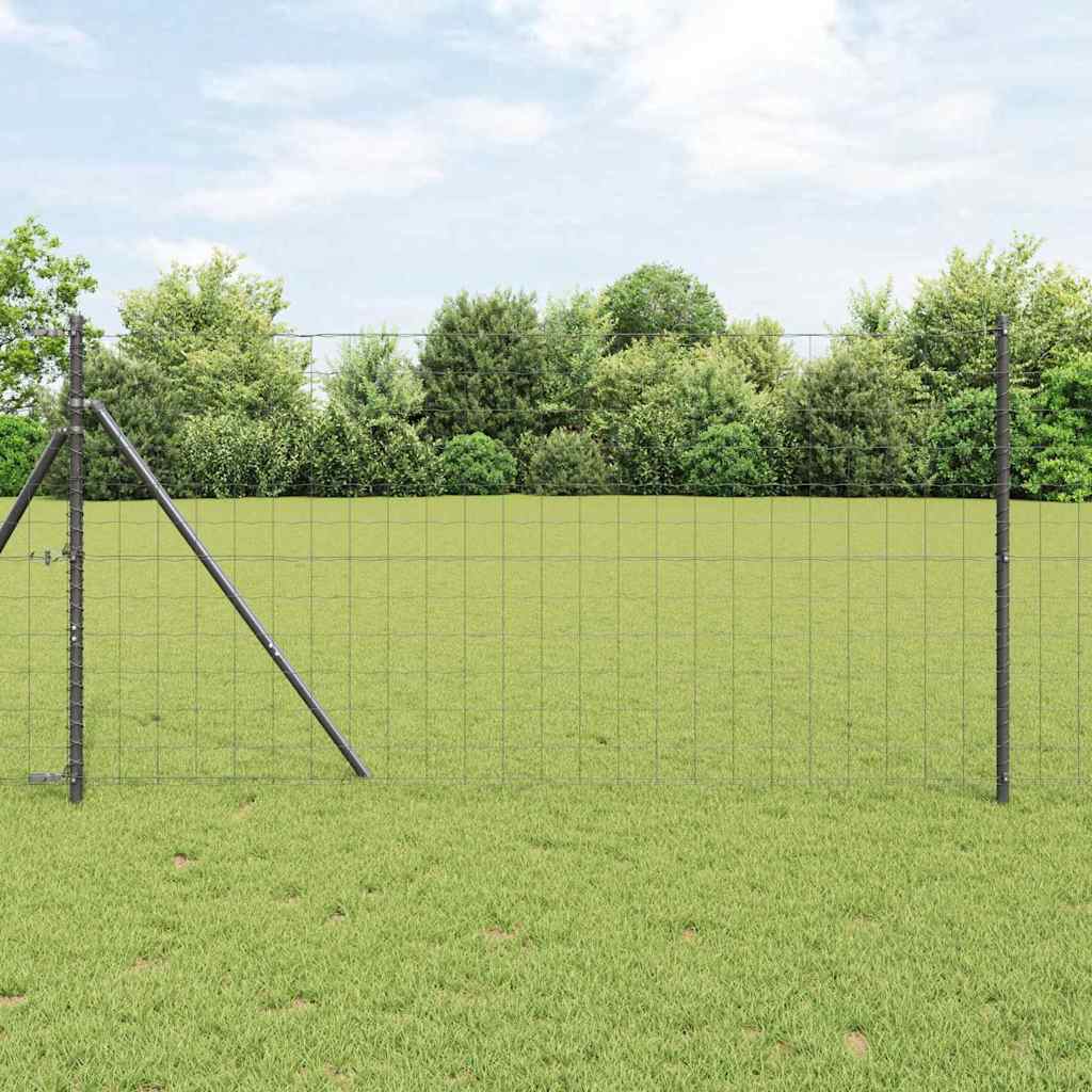Ograda s postovima Siva 1,2 x 25 m Čelik