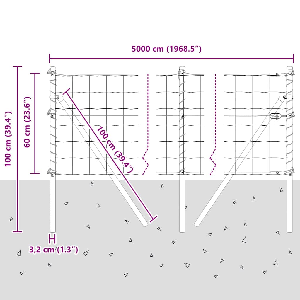 Temeljna zavarena žičana ograda 50 x 0,6 m (Š x V)