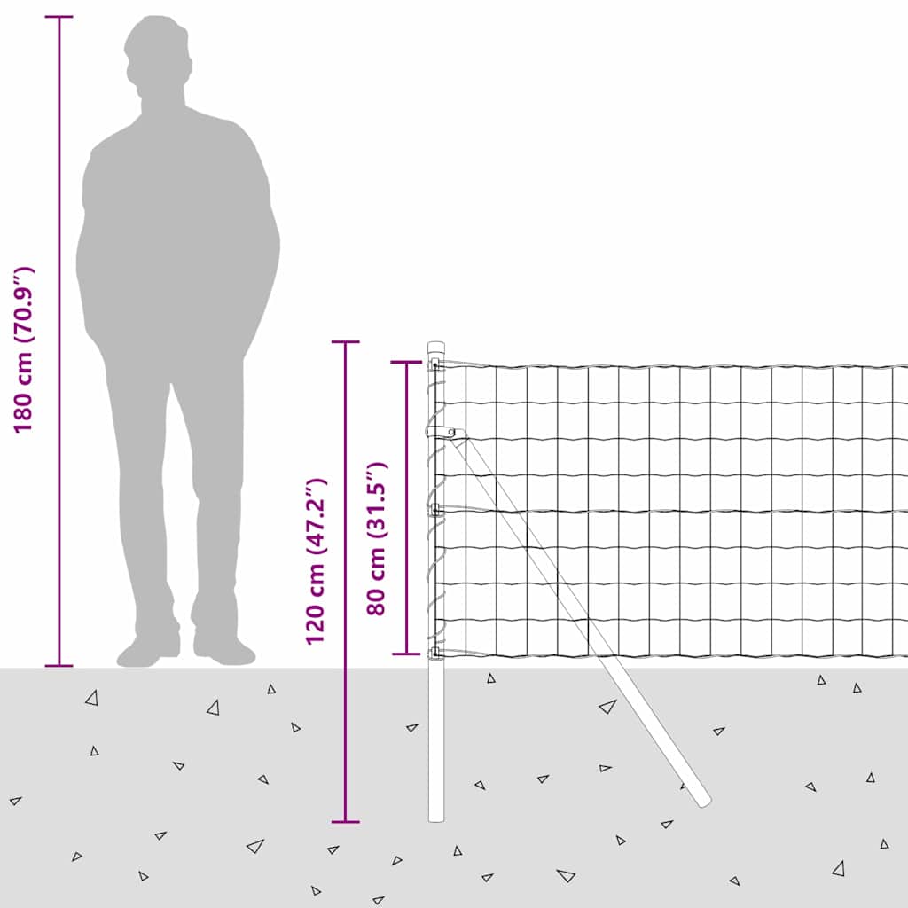 Ograda s postovima Siva 0,8 x 10 m Čelik