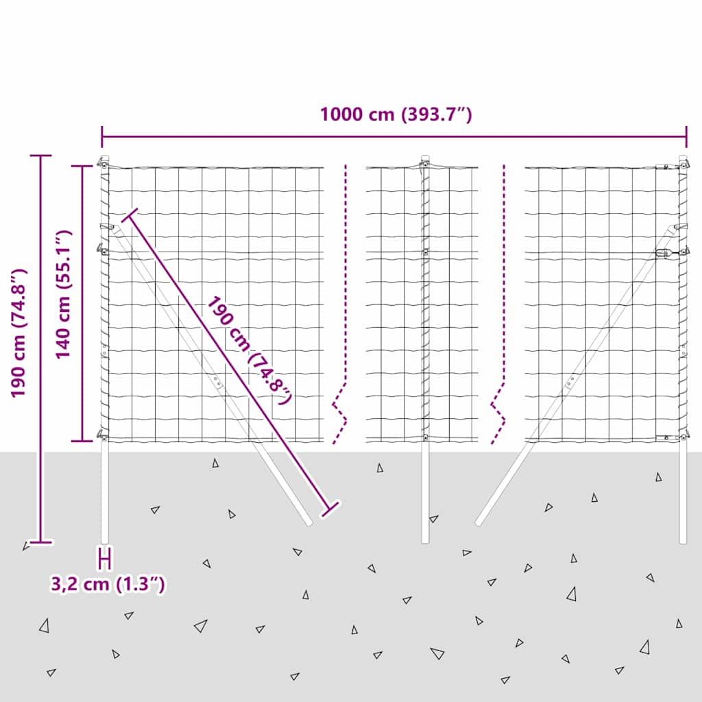 Ograda s postovima Siva 1,4 x 10 m Čelik i PVC