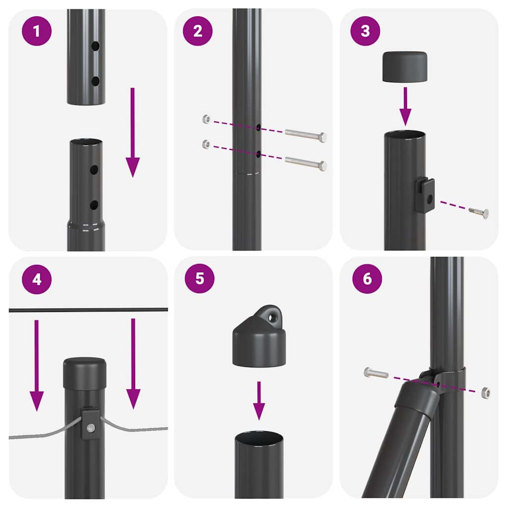 Ograda s postovima Siva 1,5 x 10 m Čelik