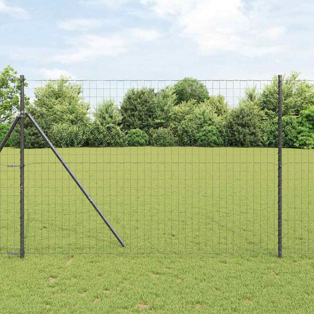 Ograda s postovima Siva 1,6 x 10 m Čelik i PVC