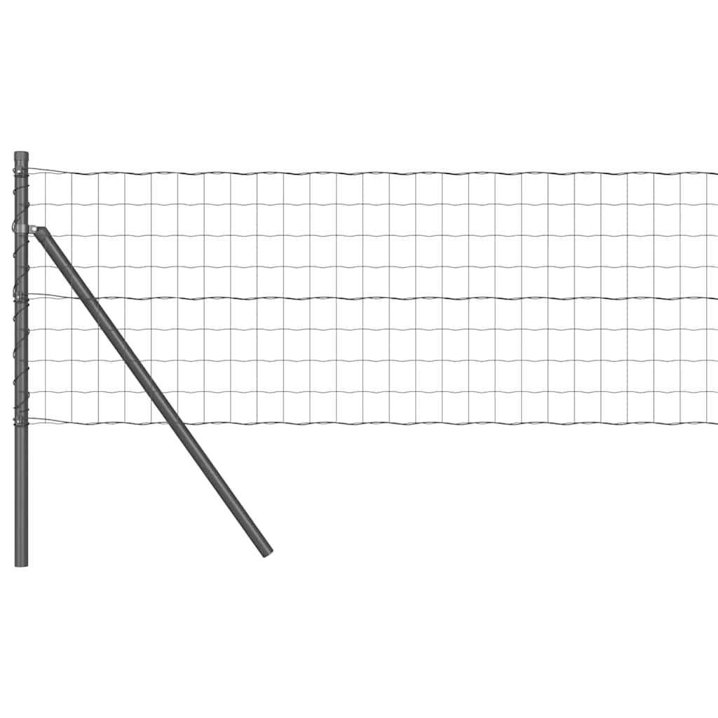 Ograda s postovima Siva 0,4 x 25 m Čelik i PVC