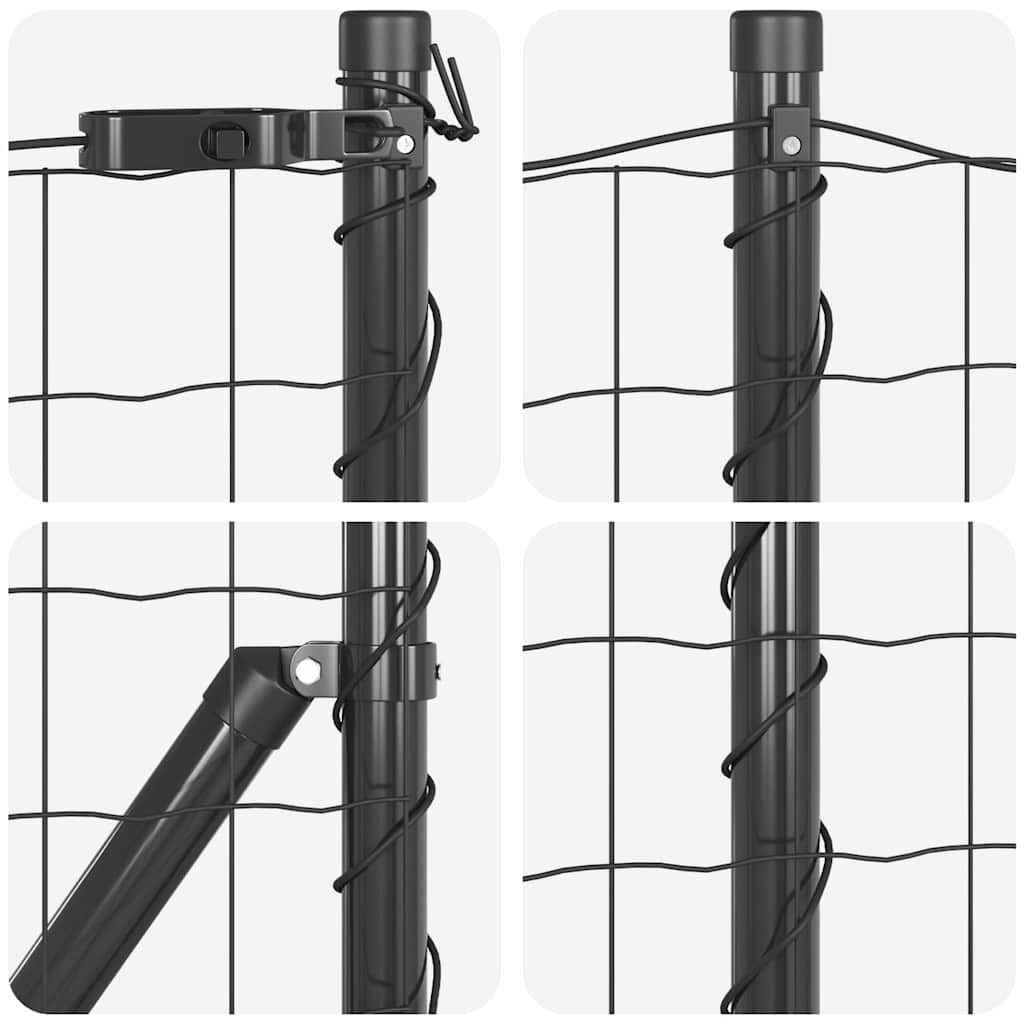 Ograda s postovima Siva 0,8 x 25 m Čelik