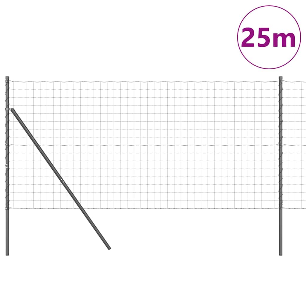 Ograda s postovima Siva 1,2 x 25 m Čelik