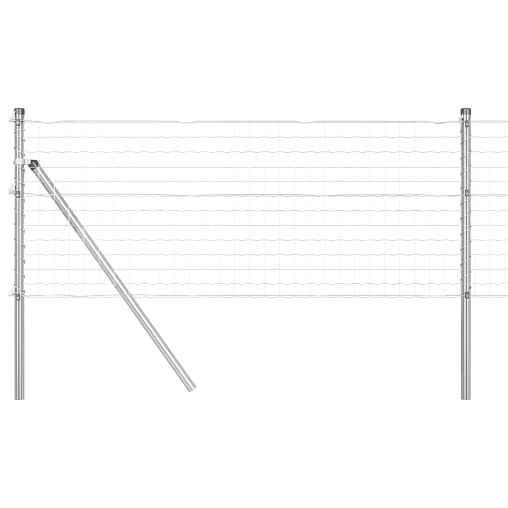 Ograda s postovima Srebrno 0,6 x 10 m Čelik i PVC